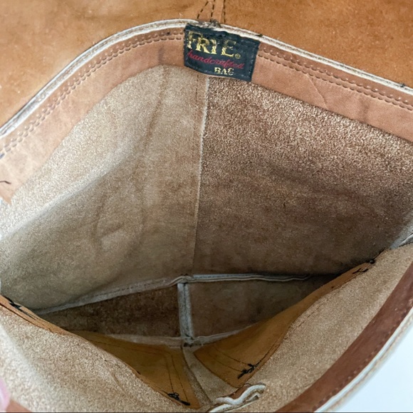 Frye Campus Vintage Black Label Tan Leather Messenger Shoulder Bag - Picture 6 of 8